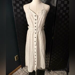 MADEWELL Womens 6 Windowpane Cutout Cami Midi Dress White Sleeveless
